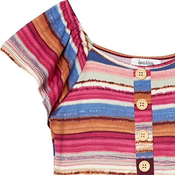 Speechless Big Girls Flutter Sleeve Dress Pink Multi, Size 12, New NWT - Picture 2 of 6